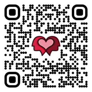 A QR code with a heart in the middle.